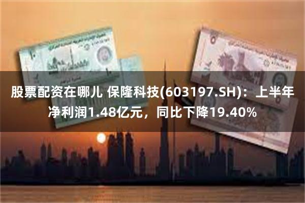 股票配资在哪儿 保隆科技(603197.SH)：上半年净利润1.48亿元，同比下降19.40%